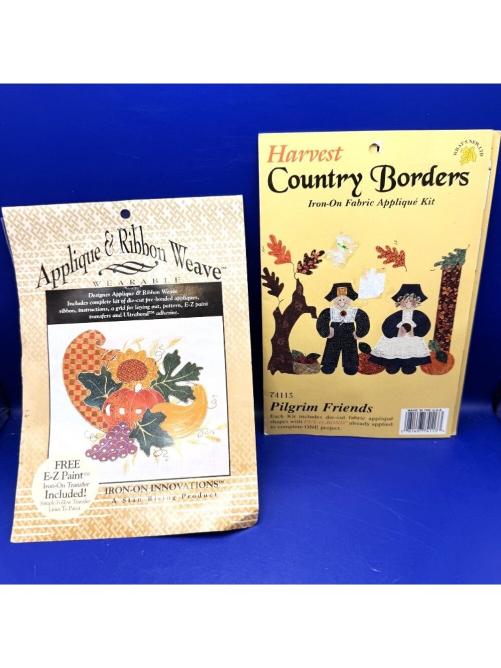 Vintage Harvest Iron On Applique Kits Lot Pilgrim Friends Cornucopia Fall Craft